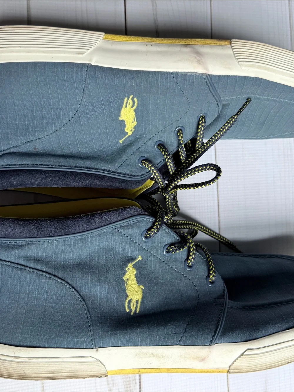 Polo by Ralph Lauren Blue Chukka Boots with Yellow Logo